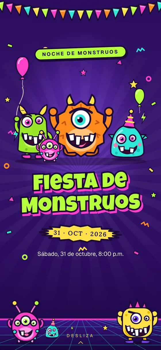 Portada de la plantilla Fiesta de monstruos